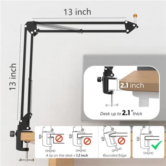 Microphone Arm Stand, FIFINE Suspension Boom Scissor Mic Stand with Heavy Duty - Picture 6 of 7